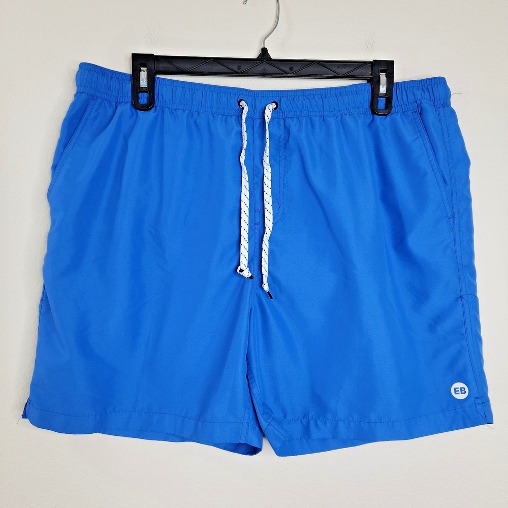 Eddie Bauer Men's Swim‎ Trunks 2XL Blue Drawstring Pocket Quick Dry Beach